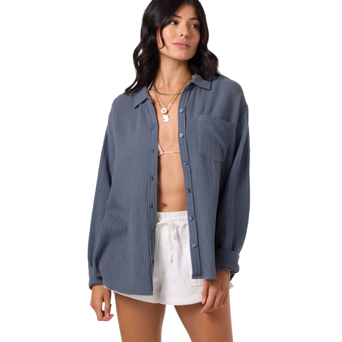 O'Neill Leni Relaxed Long Sleeve Top in Slate