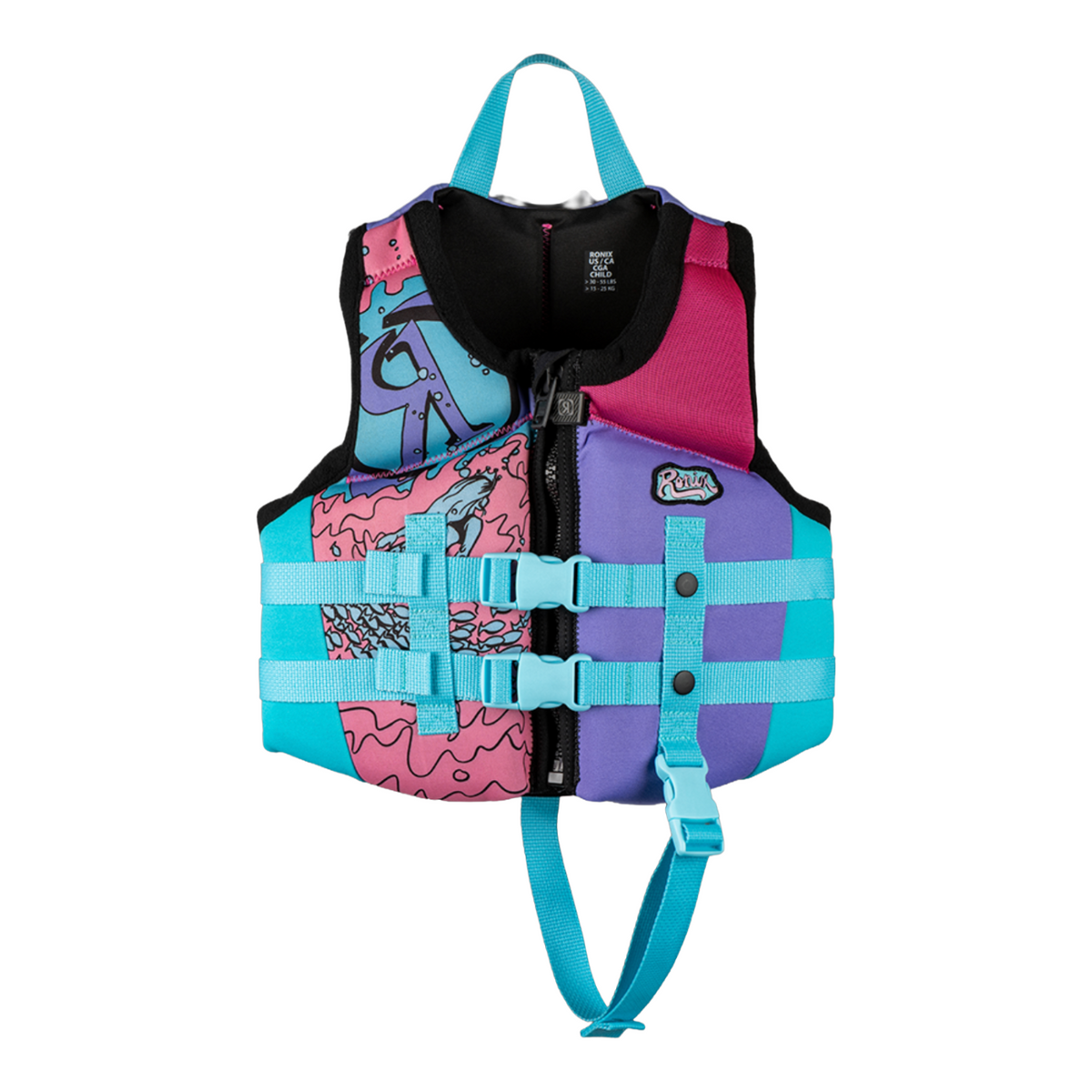 Ronix August Girl's CGA Life Jacket in Pink / Blue
