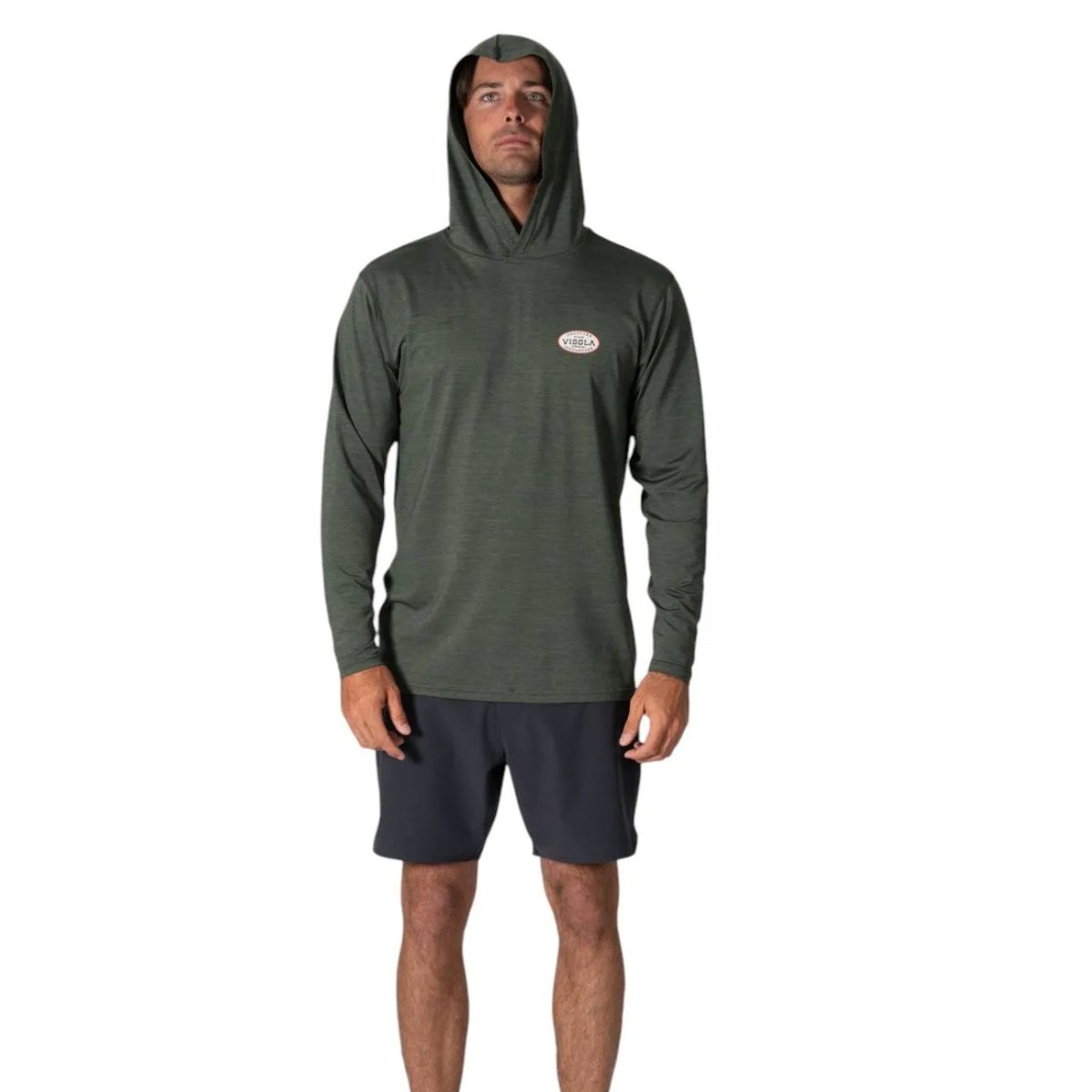 Vissla Twisted Eco Hooded Long Sleeve Sun Shirt in Military Heather