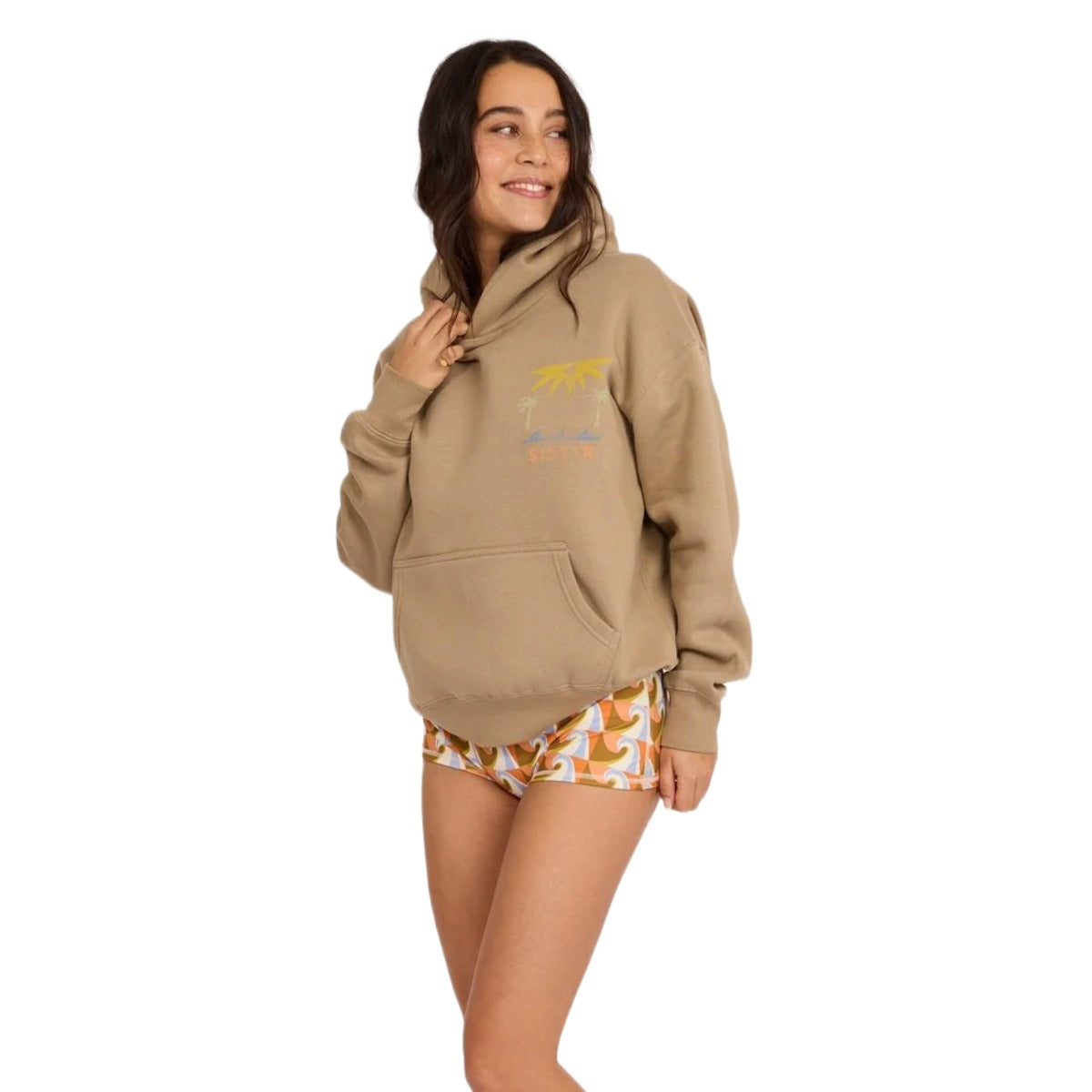 Sisstr Surf Long Sleeve Hooded Fleece in Putty