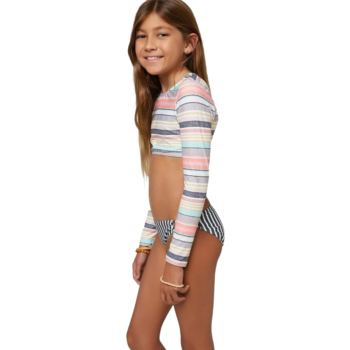 O'Neill Cruz Stripe LS Crop Top Set