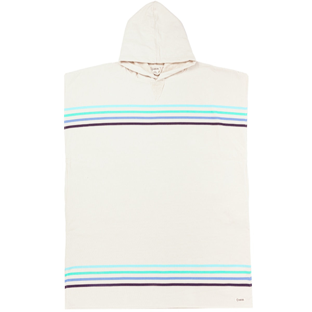 Sand Cloud Border Classic Stripe Hooded Poncho in Aqua