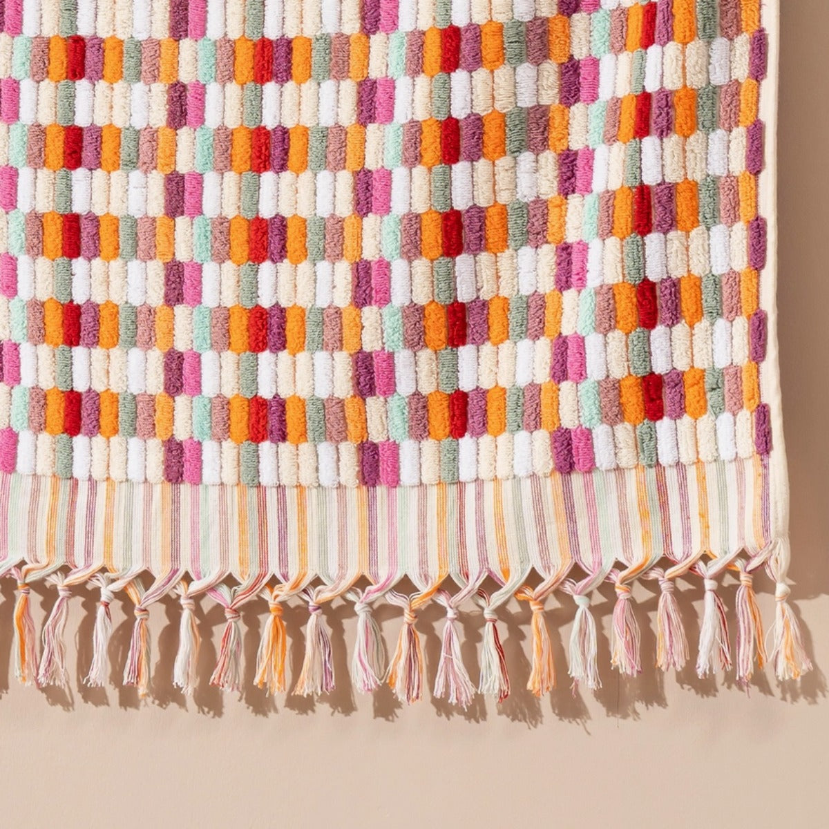 Kikoya Lokum Delight Handloom Turkish Towel in Multi-Pinky