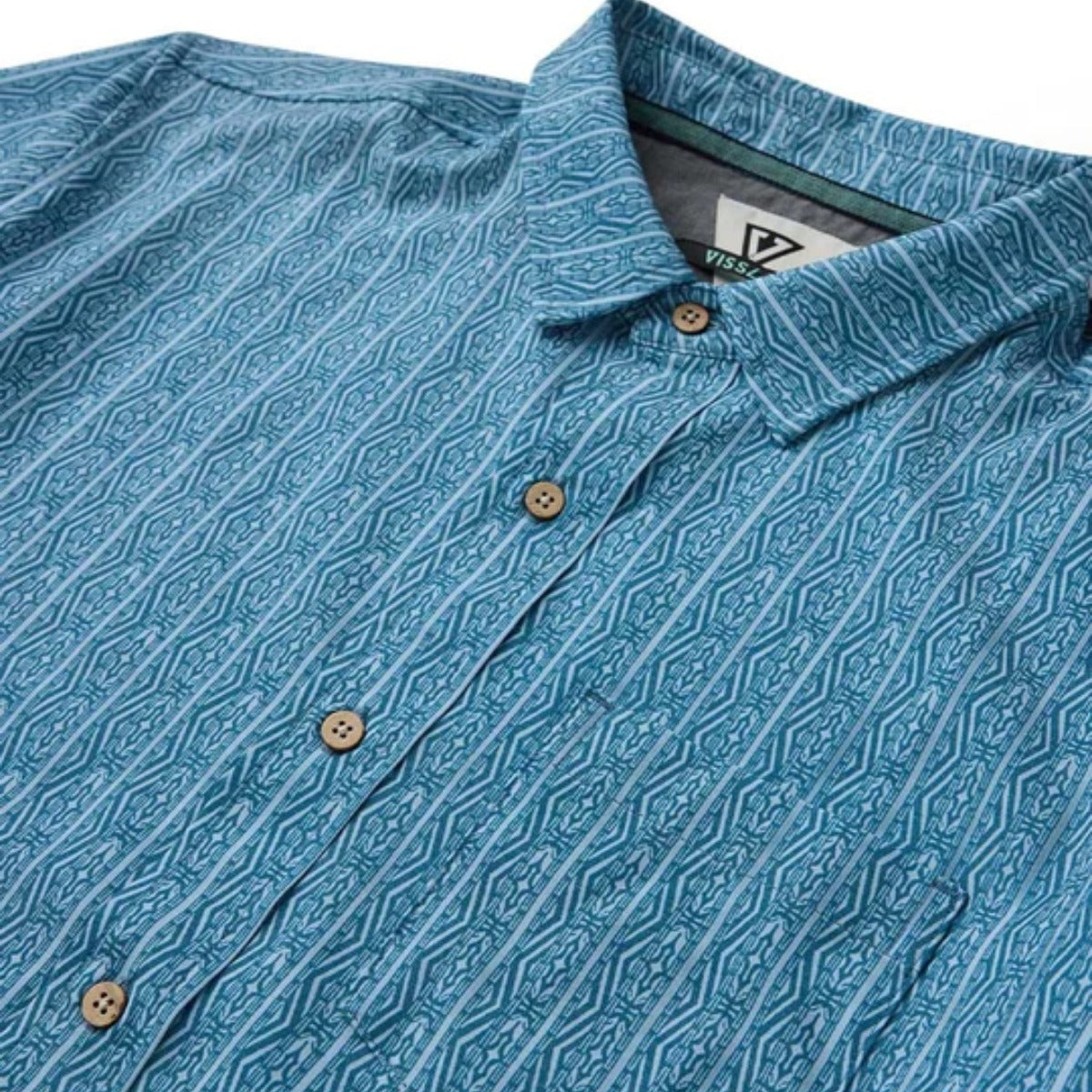 Vissla Anchor Point Hybrid Eco SS Shirt in Tidal Blue