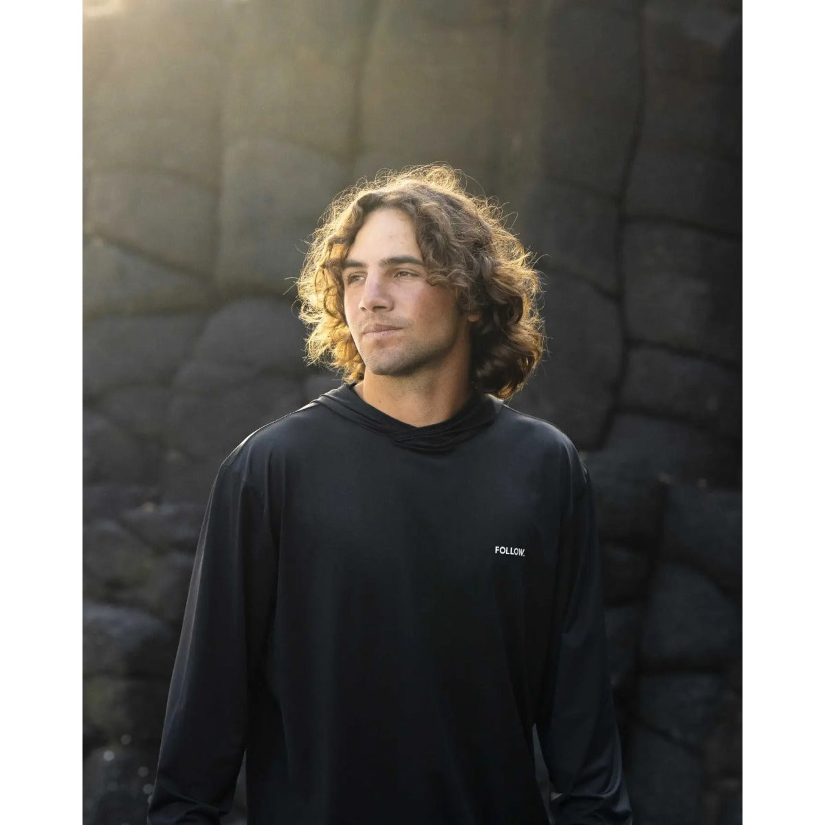 Follow Water Hood Long Sleeve in Black