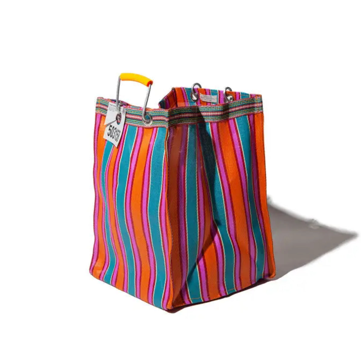 Puebco Recycled Plastic Stripe Bag Rectangle in Orange X Pink