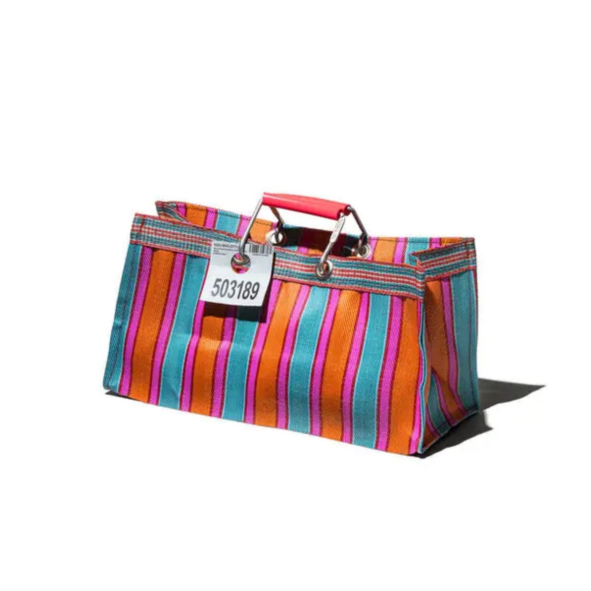 Puebco Recycled Plastic Stripe Bag Wide in Orange X Pink