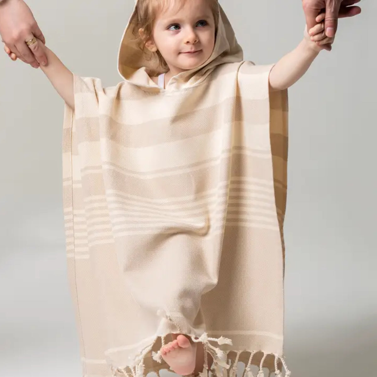 Kikoya Kids Hooded Poncho Changing Towel in Tan
