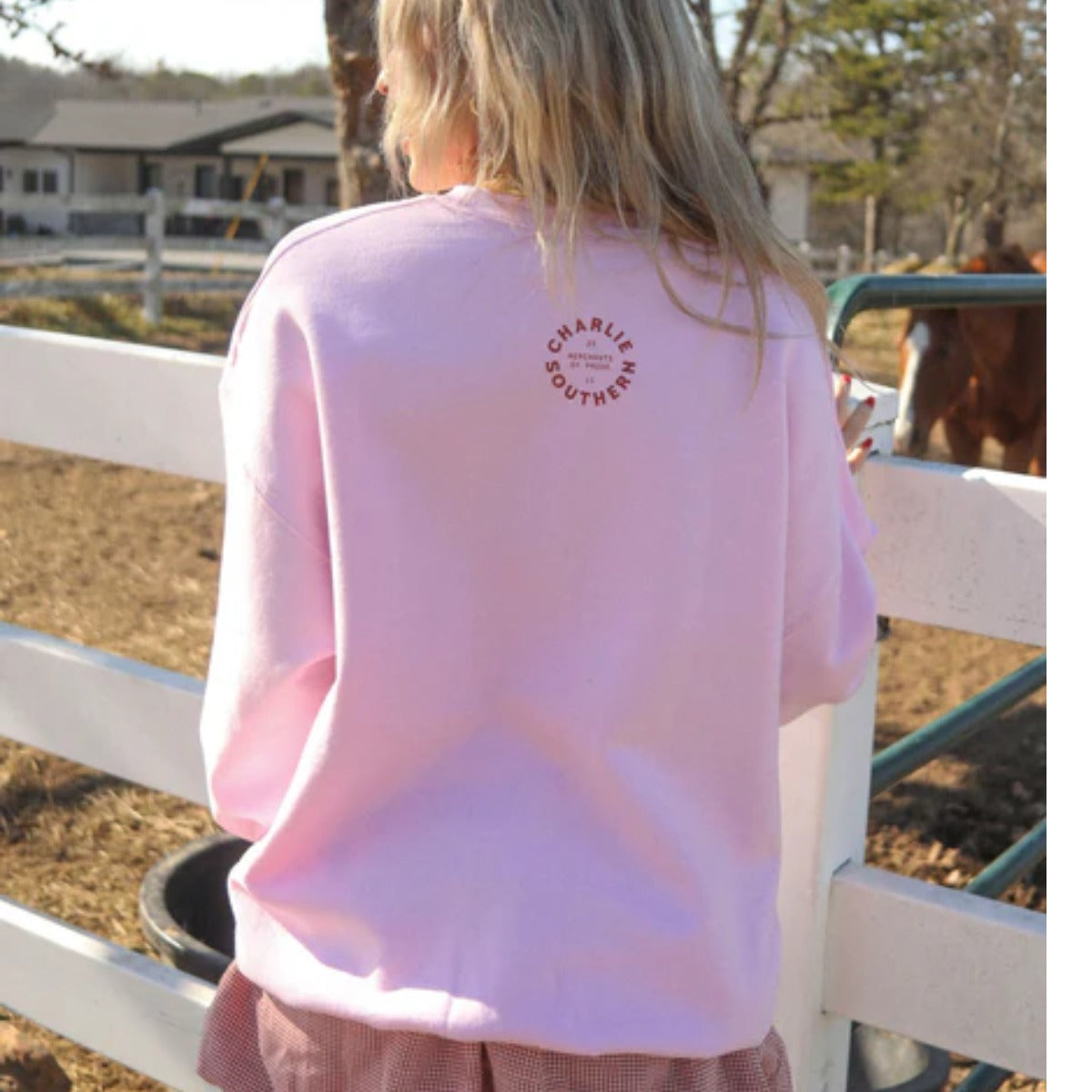 Charlie Southern Cowboys Are Calling Sweatshirt in Pink