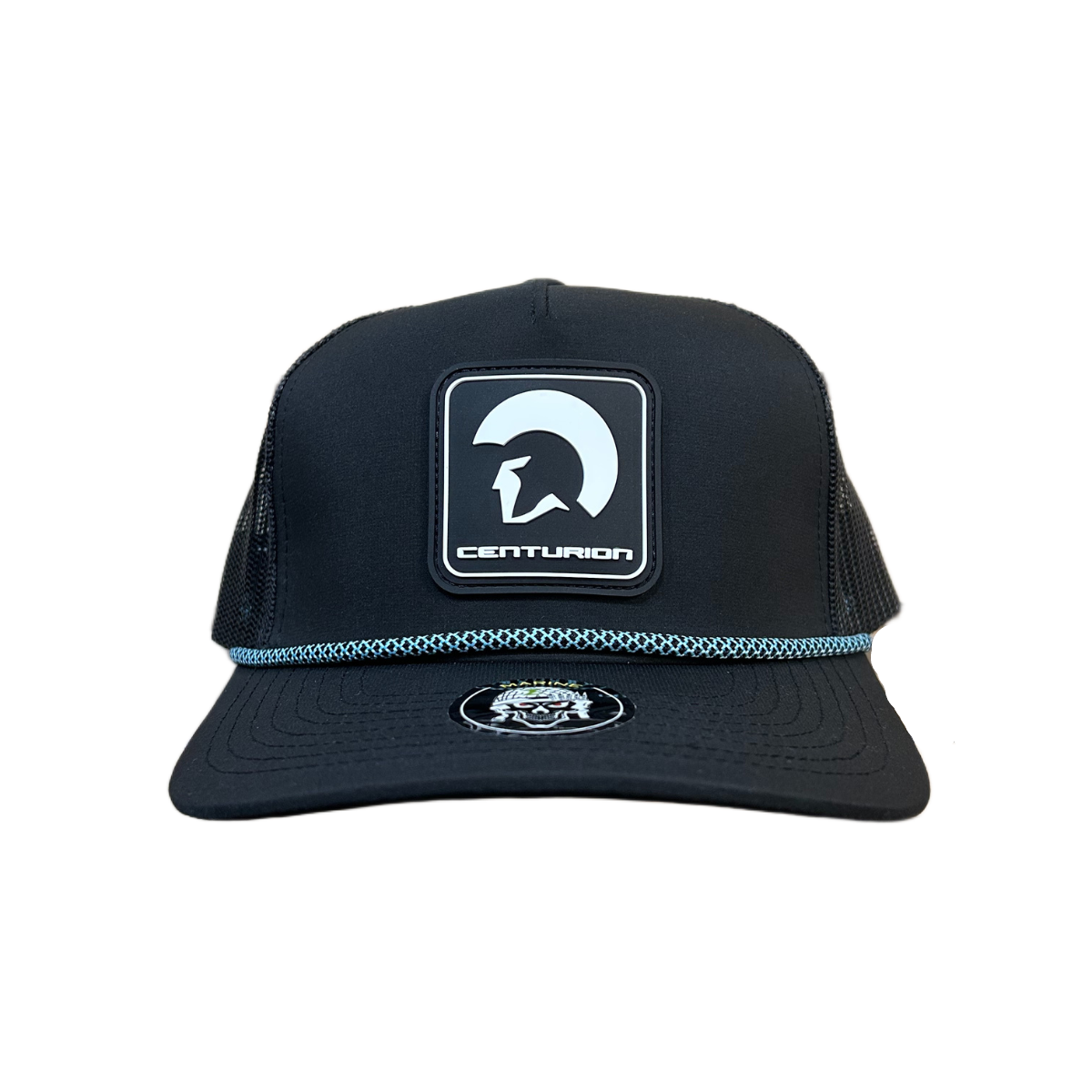 Centurion Marine R+ Hat in Black with Light Blue Chainlink Rope