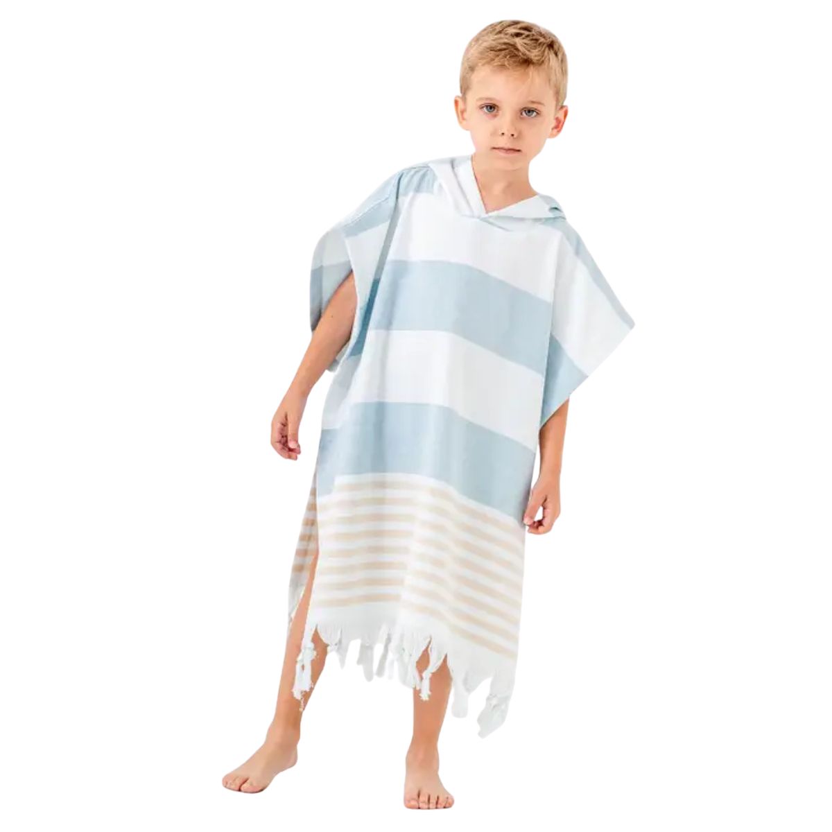 Kikoya Kids Hooded Poncho Changing Towel Terrybacked in Marin Blue
