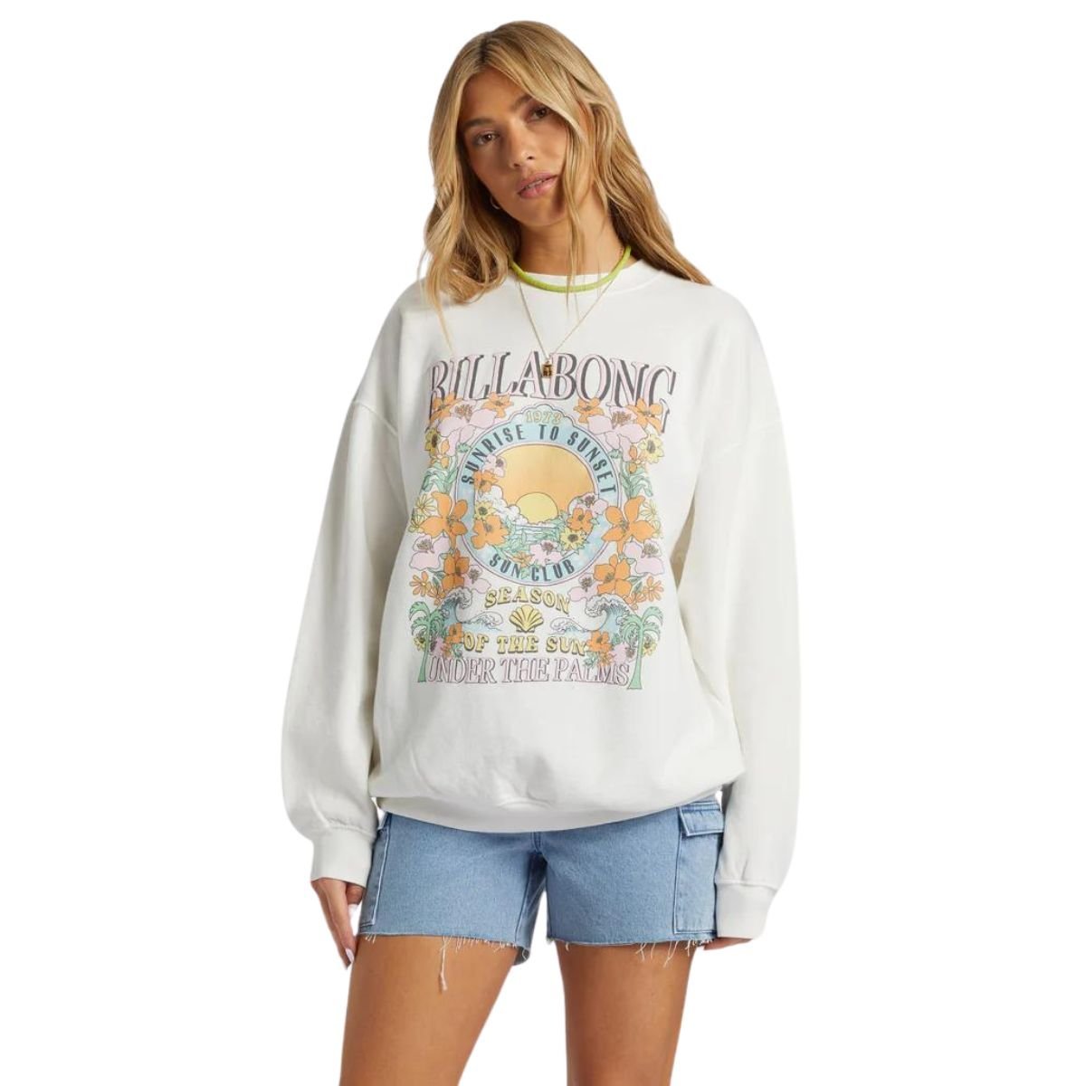 トップス muguet bijou ribbon sweat Billabong Ride In Oversized Sweatshirt – Salt Crystal