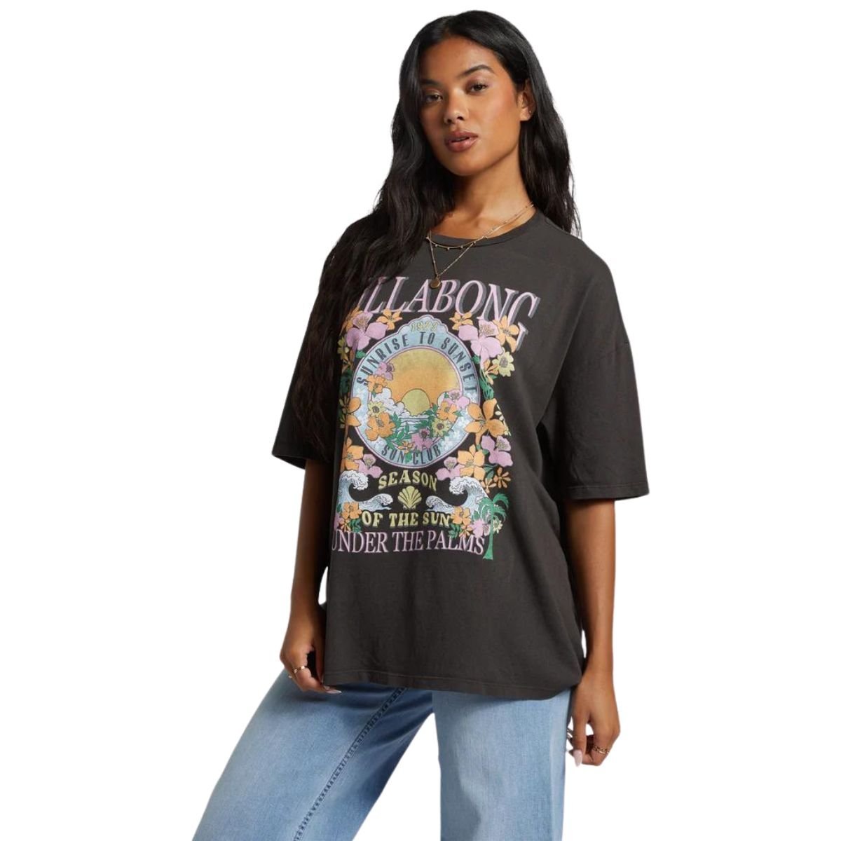 Billabong Under The Palms Oversized Tee in Off Black - BoardCo