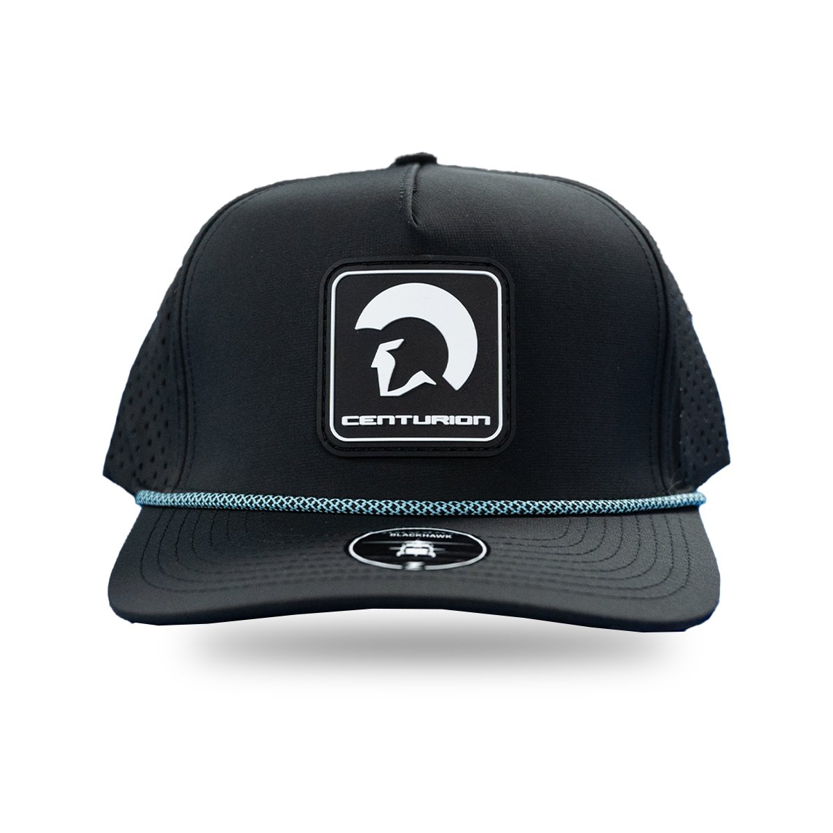 Centurion Blackhawk R+ Hat in Black with Light Blue Chain link Rope - BoardCo