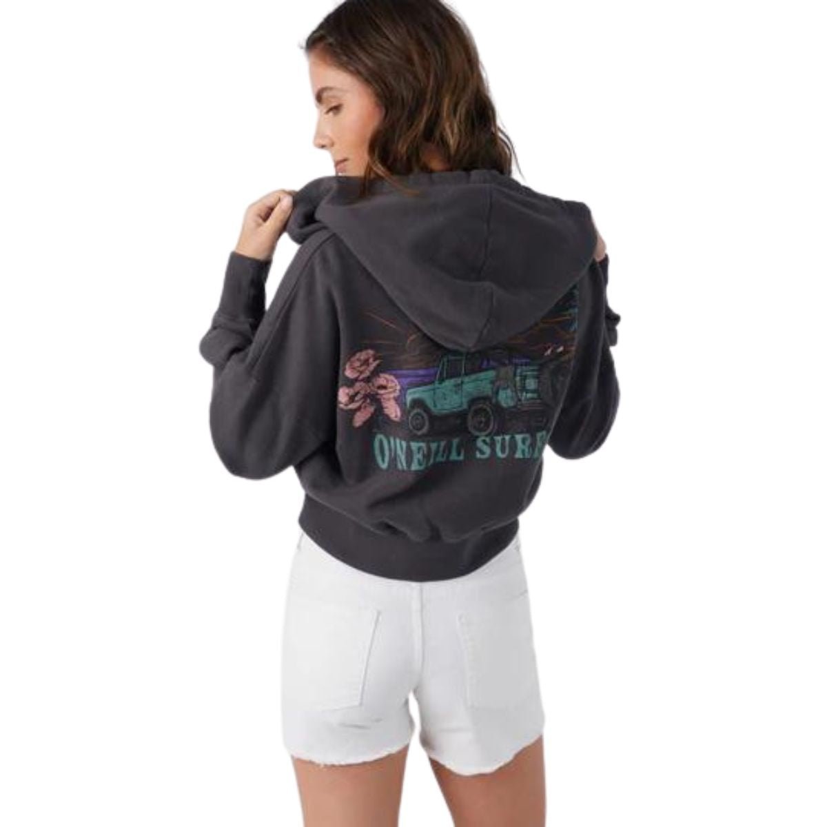 O'Neill Darcie Zip Hoody in Washed Black - BoardCo