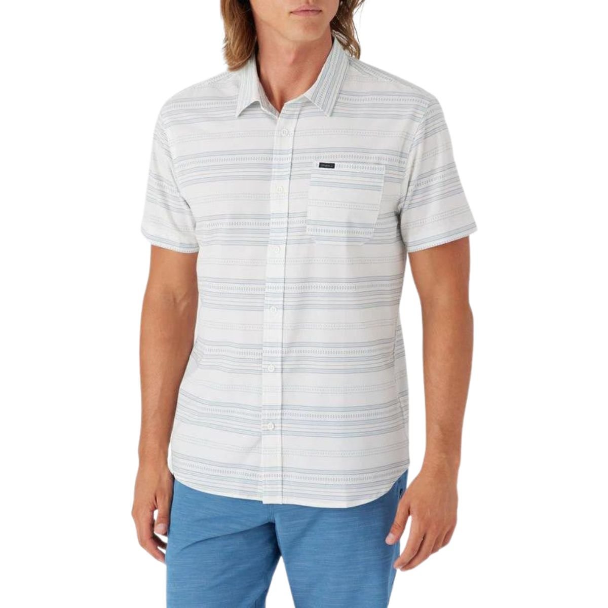 O'Neill TRVLR UPF Traverse Stripe Shirt in White - BoardCo