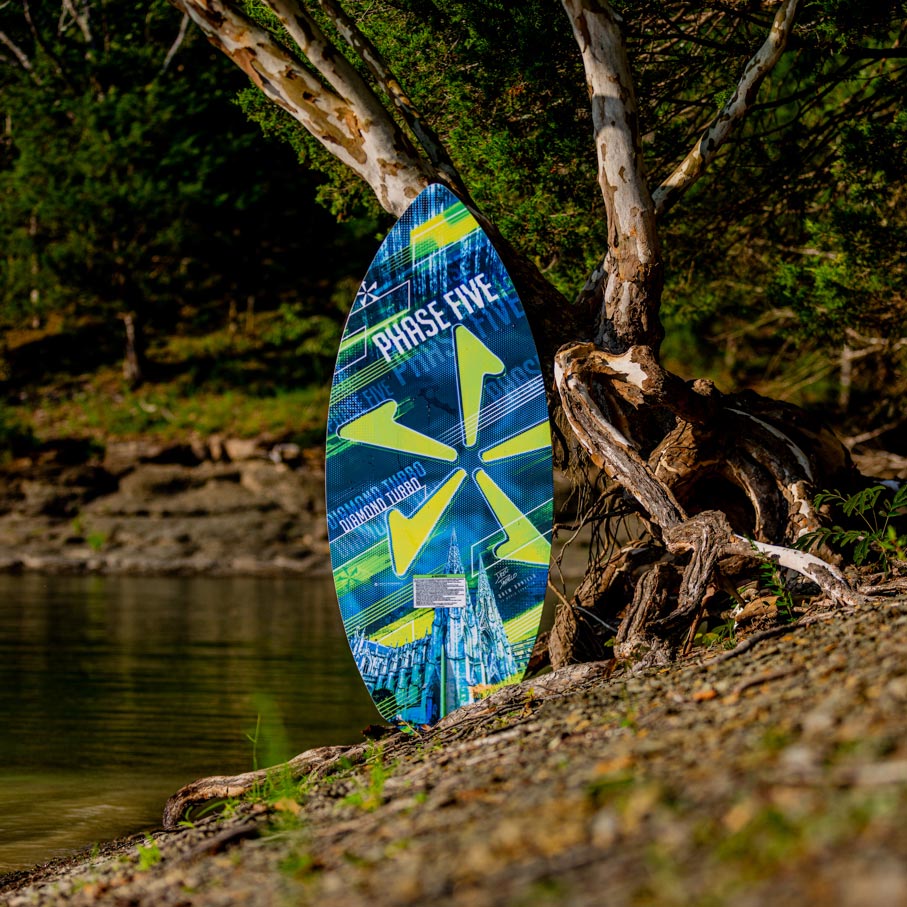 Phase 5 Diamond Turbo Wakesurf Board 2027 – bottom view outdoors