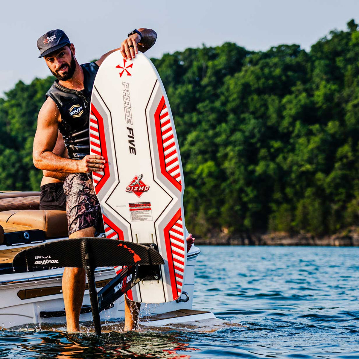 Phase 5 Gizmo Wake Foil Board 2027 – board and rider outdoors