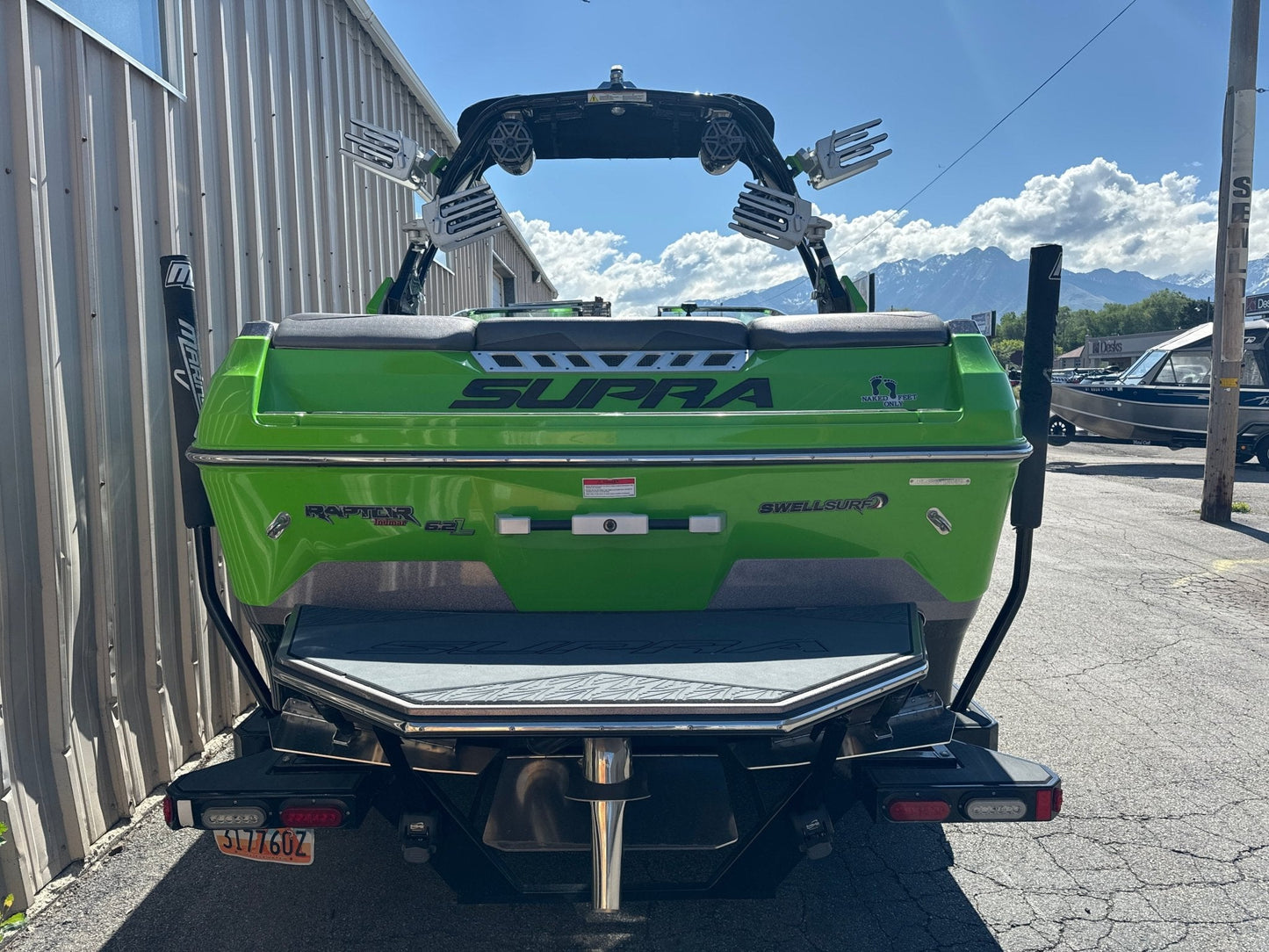 Supra SA With Roswell Pro Edge Tower and Factory bimini Double Up Storage Cover - BoardCo