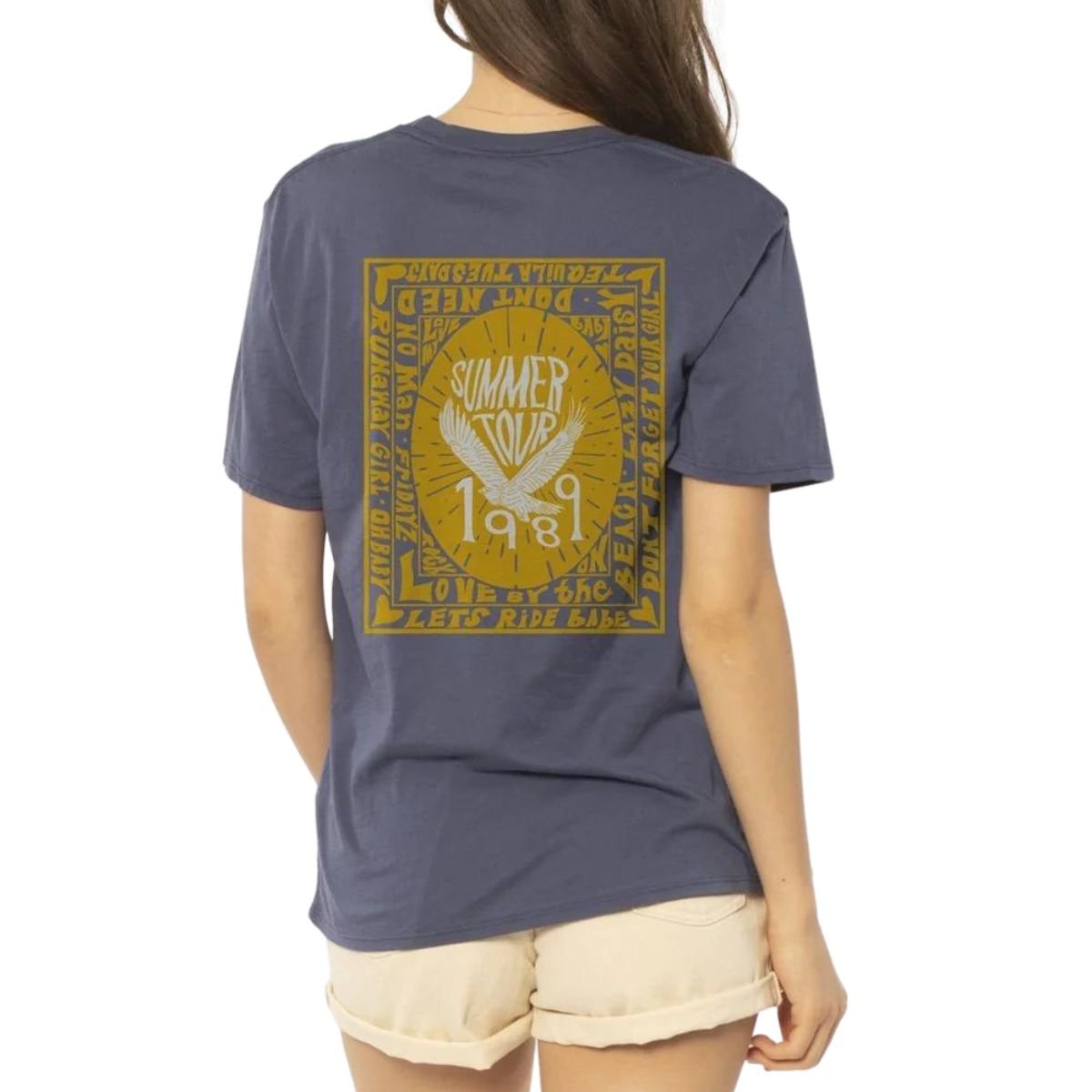 Amuse Society Summer Tour Boyfriend Tee in Indigo - BoardCo