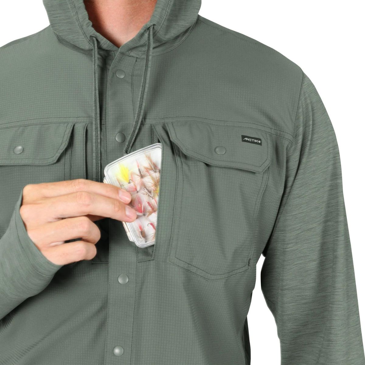 ANETIK Ultra Guide Hooded Long Sleeve in Dark Olive - BoardCo