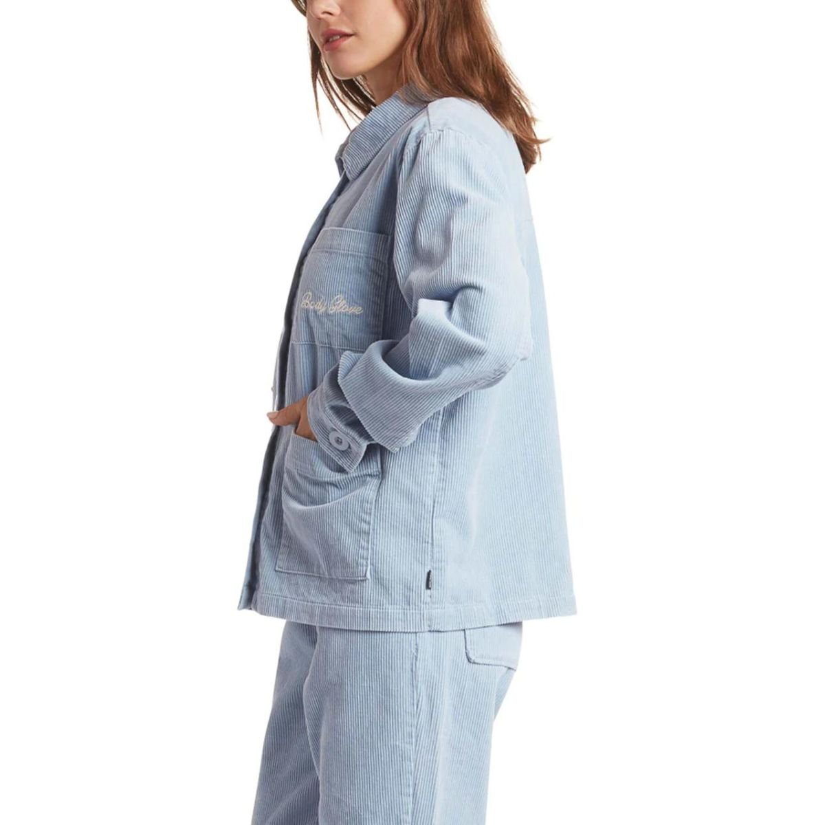 Body Glove Sportswear Women's Cursive Chest Button Jacket in Cloud - BoardCo