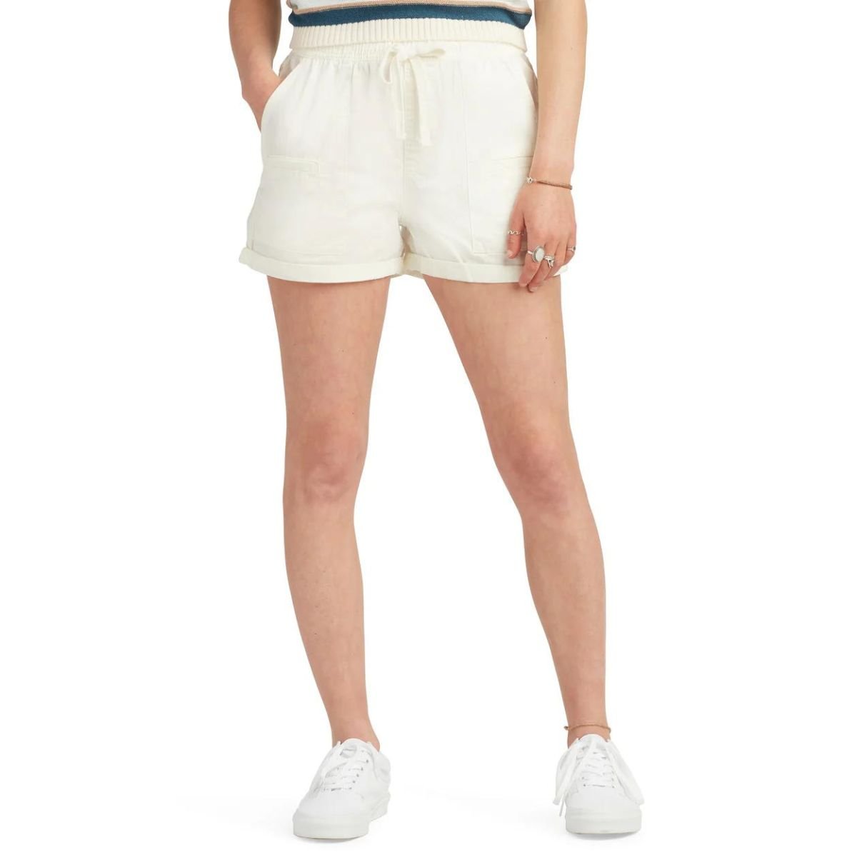 Body Glove Women's Elastic Waist Twill Short in Cream - BoardCo