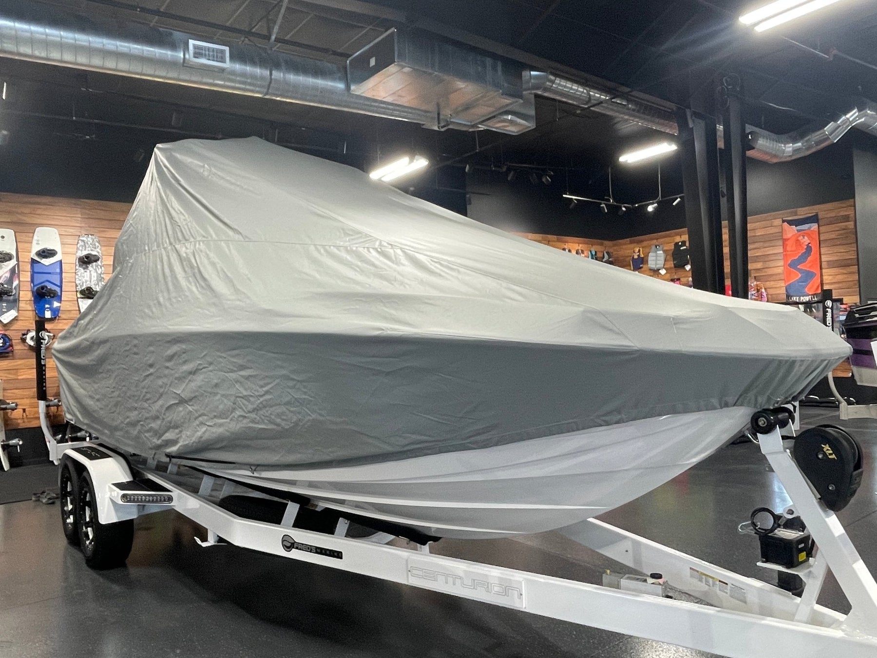 Centurion Ri245 with Dropzone Tower and Roswell bimini Double Up Storage Cover - BoardCo
