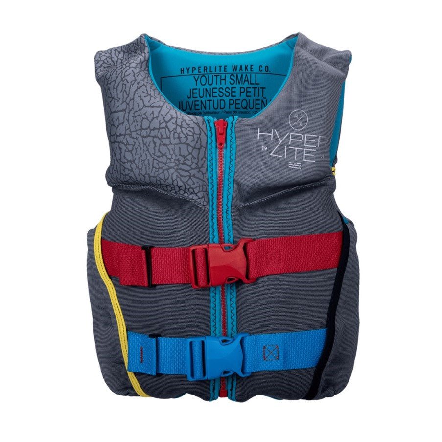 Hyperlite Boys Indy CGA Life Jacket in Grey / Red / Blue - BoardCo