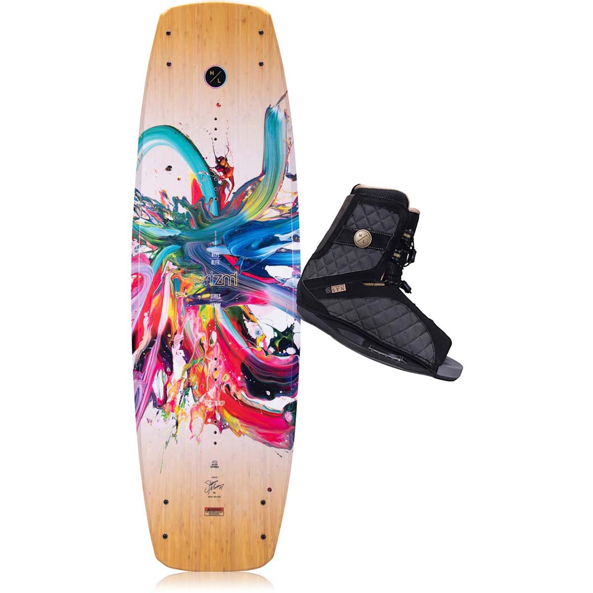 devine ride ski snowboard shop servicing skateboard watersports Hyperlite Prizm w/Syn Wakeboard Package 2024 Helmet Design 1 - Creating a shape to Razorbacks Color:Matte Ash Roam