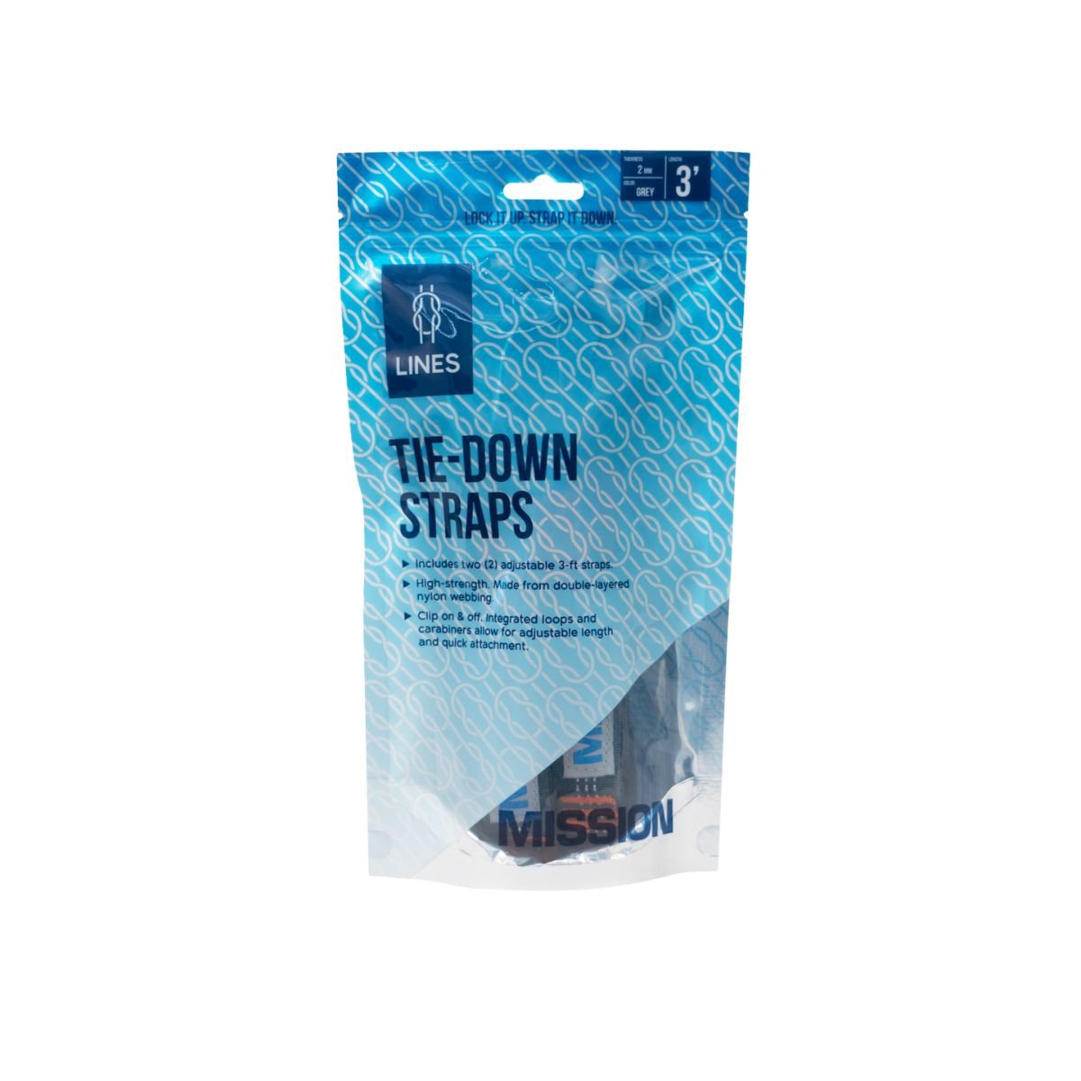 Mission LINES Tie-Down Straps 2-Pack in Grey - BoardCo