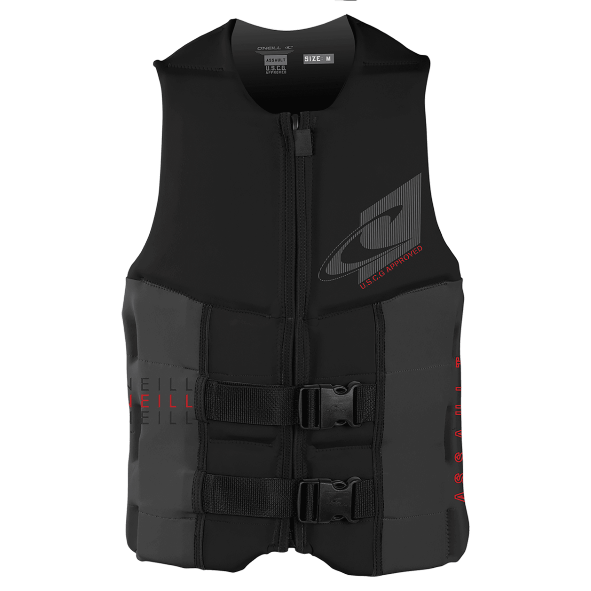 O'Neill Assault FZ USCG Vest in Black/Graphite 2021 - BoardCo