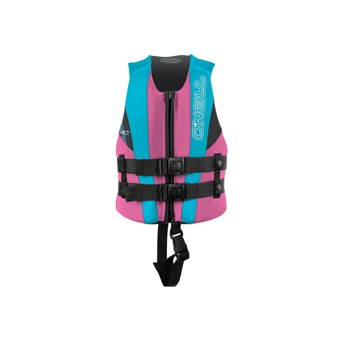 O'Neill Child Reactor FZ USCG Life Jacket in Petal/Turquoise/Black - BoardCo