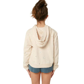 O'Neill Girls Scobie Printed Hooded Pullover in Vanilla Cream - BoardCo