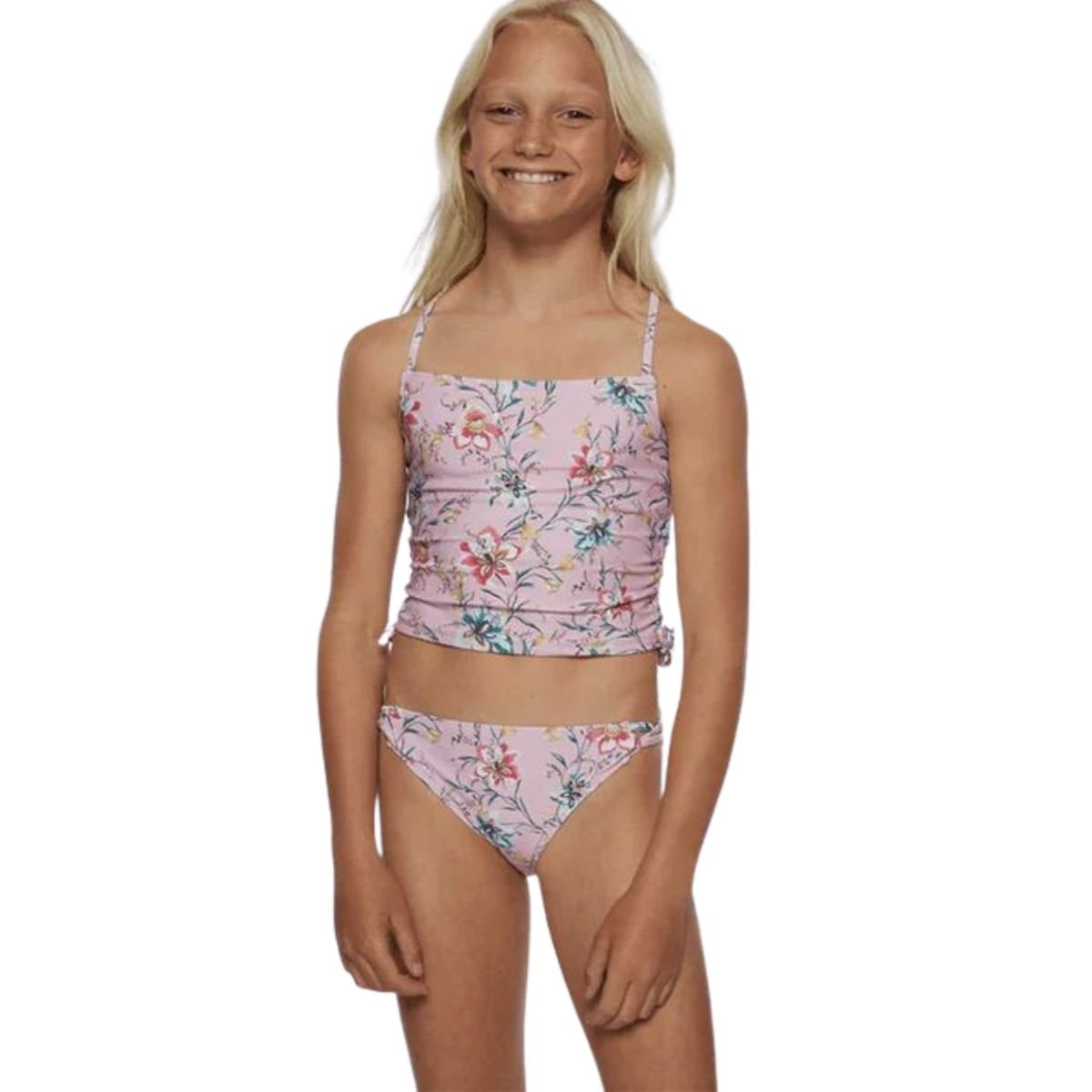 O'Neill Girls Sydney Floral Cinch Tankini Set in Peony