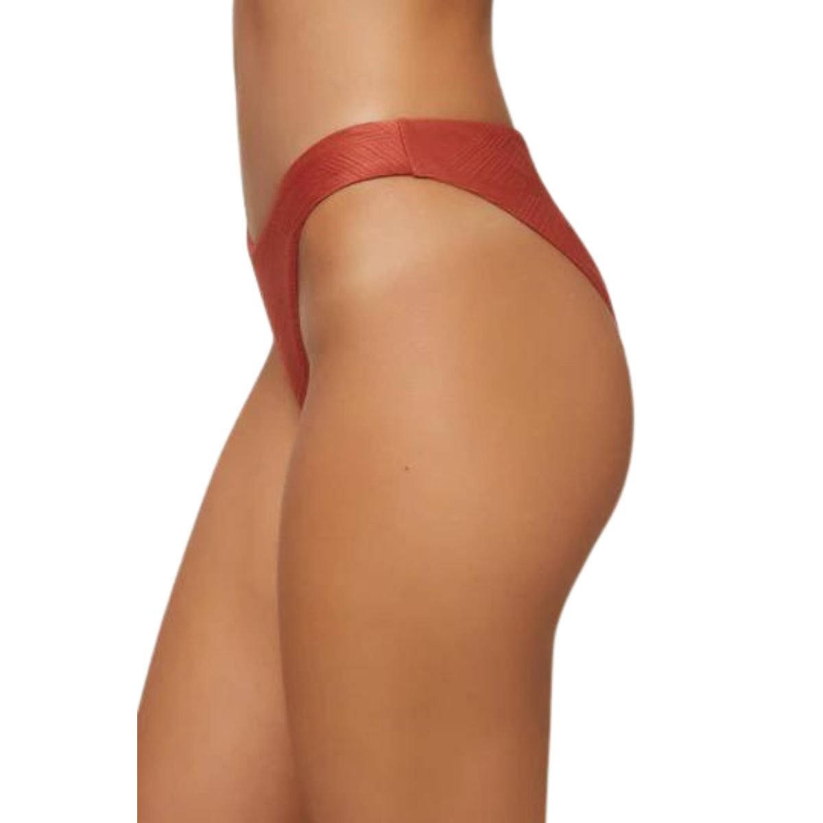 O'Neill Salt Water Solid Textured Hi-Leg Bikini Bottom in Dark Etruscan Red - BoardCo