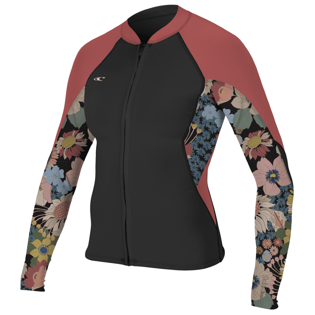 O'Neill Women's Bahia 1.5mm Full Zip Jacket in Black/Twiggy/Tea Rose - BoardCo