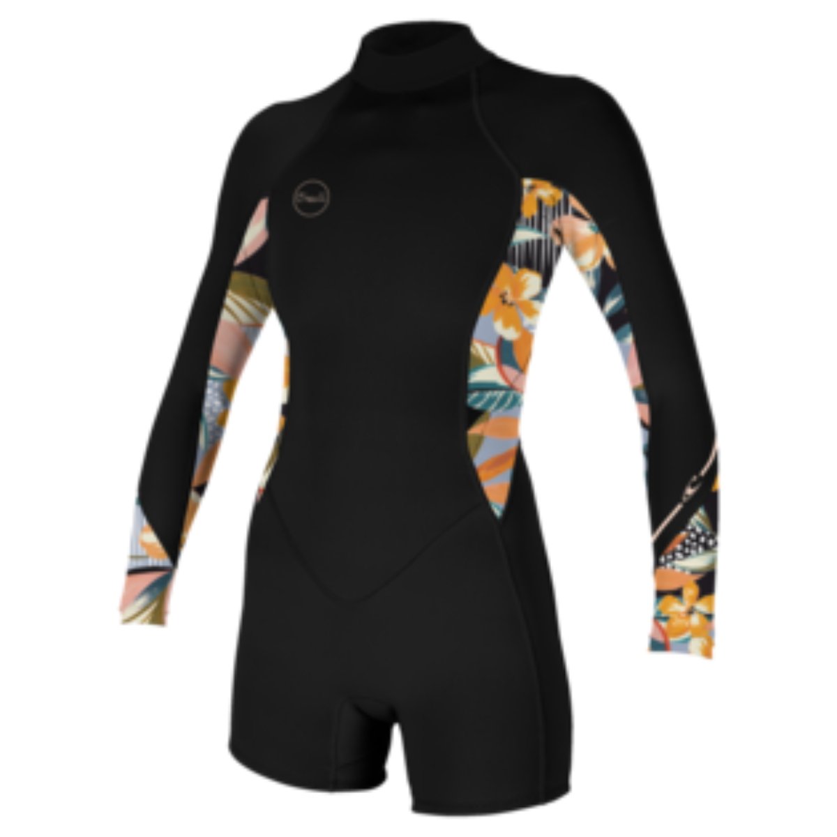 O'Neill Women's Bahia 2/1MM Back Zip L/S Spring Wetsuit in Black/Demiflor - BoardCo