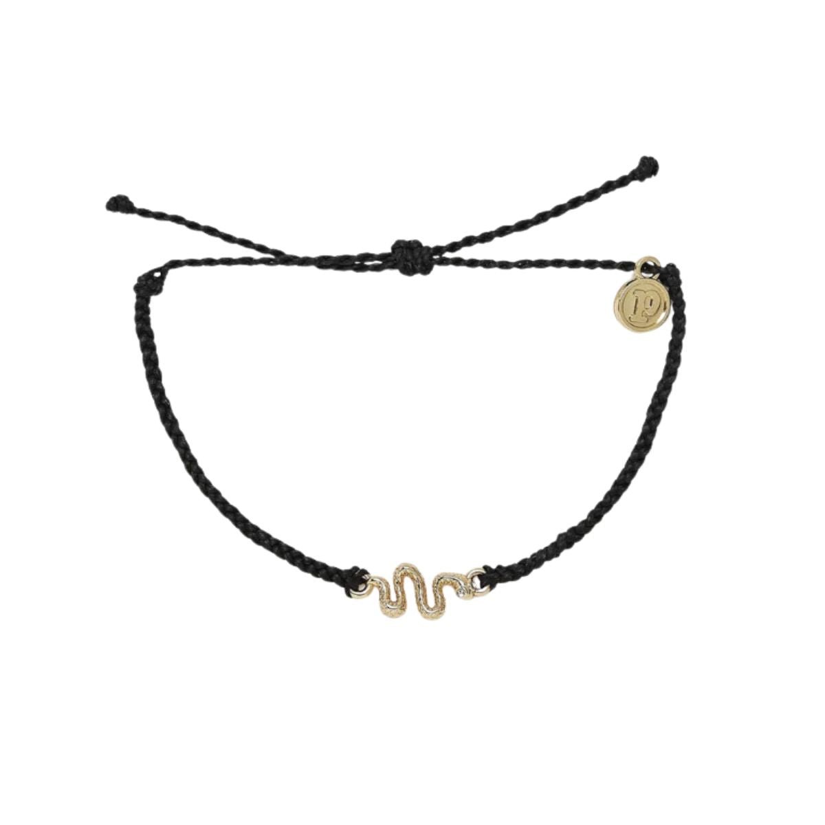 Pura Vida Gold Snake Charm Bracelet in Black - BoardCo
