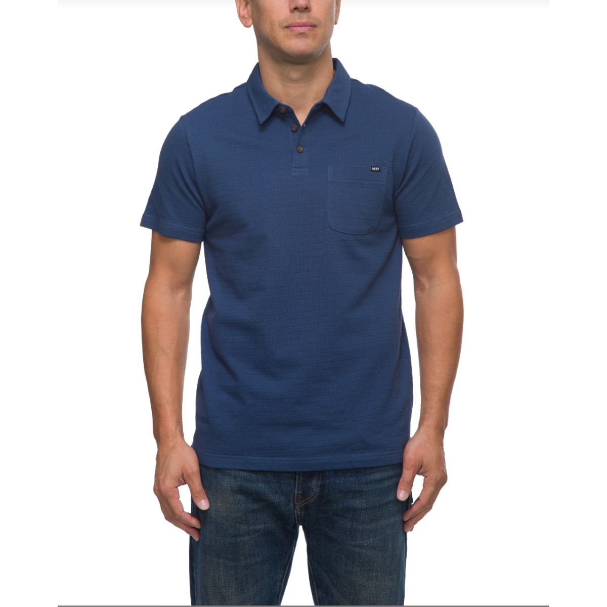 Reef Atwell Short Sleeve Knit Polo in Insignia Blue - BoardCo