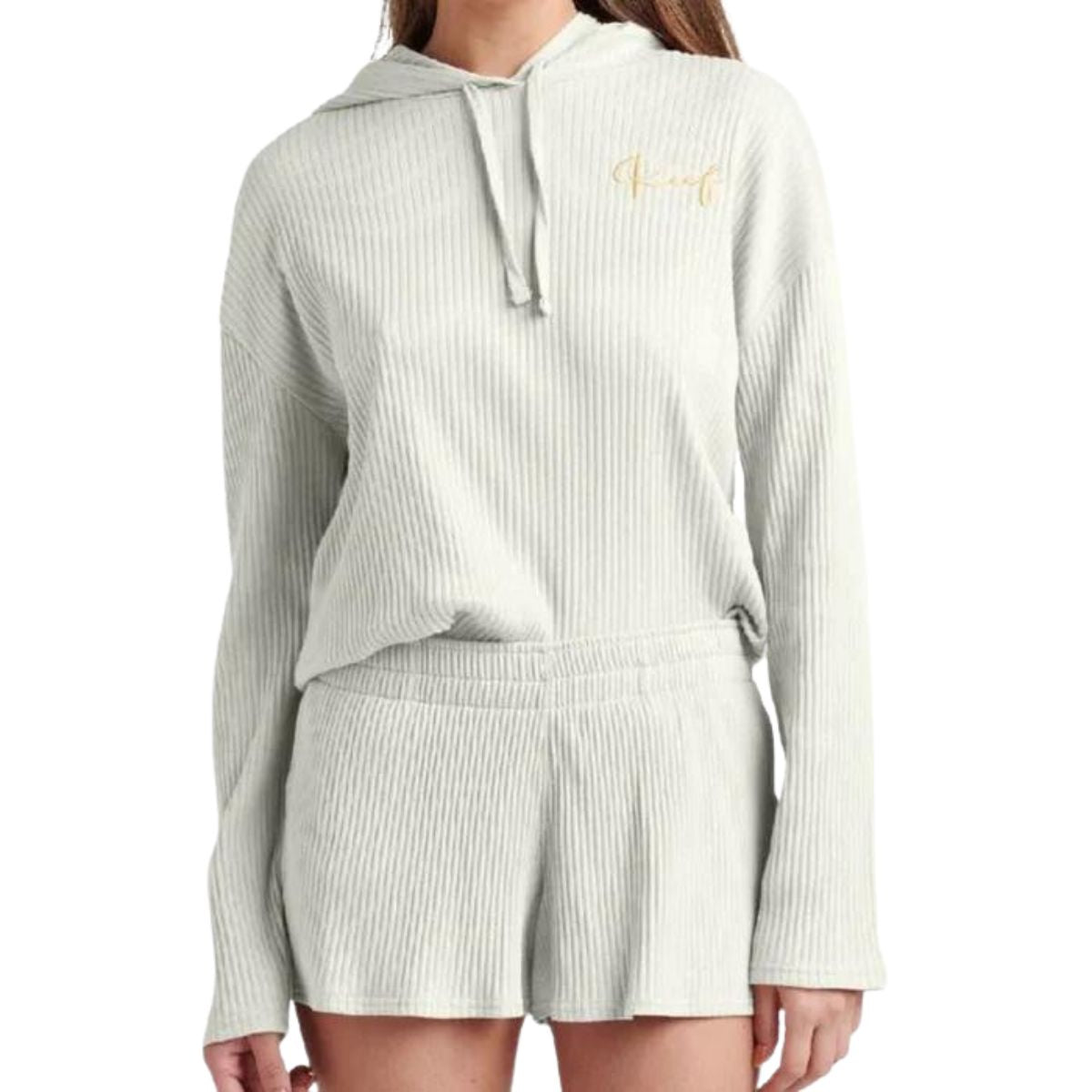 Reef Beachy Long Sleeve Rib Hoodie in Marshmallow - BoardCo