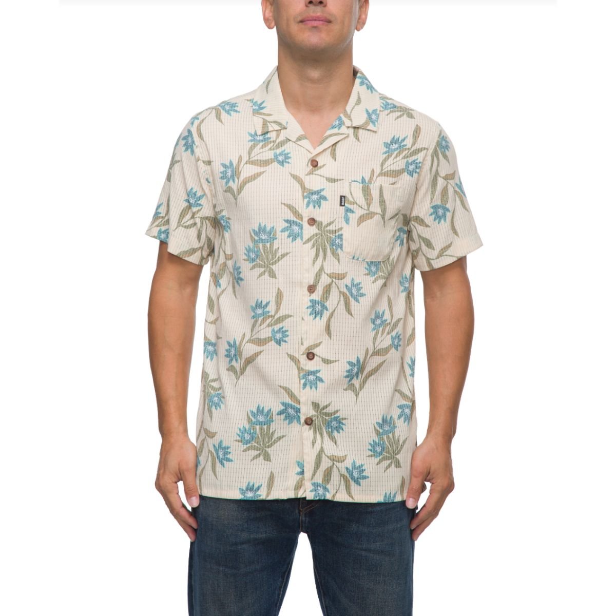 Reef Blake Short Sleeve Woven Men's Top in Fog - BoardCo