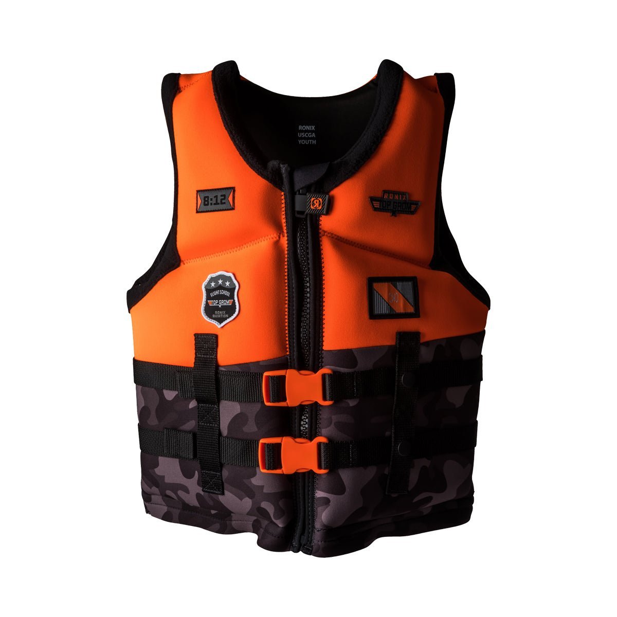 Ronix Boy's Top Grom CGA Life Jacket in Orange / Black Camo - BoardCo