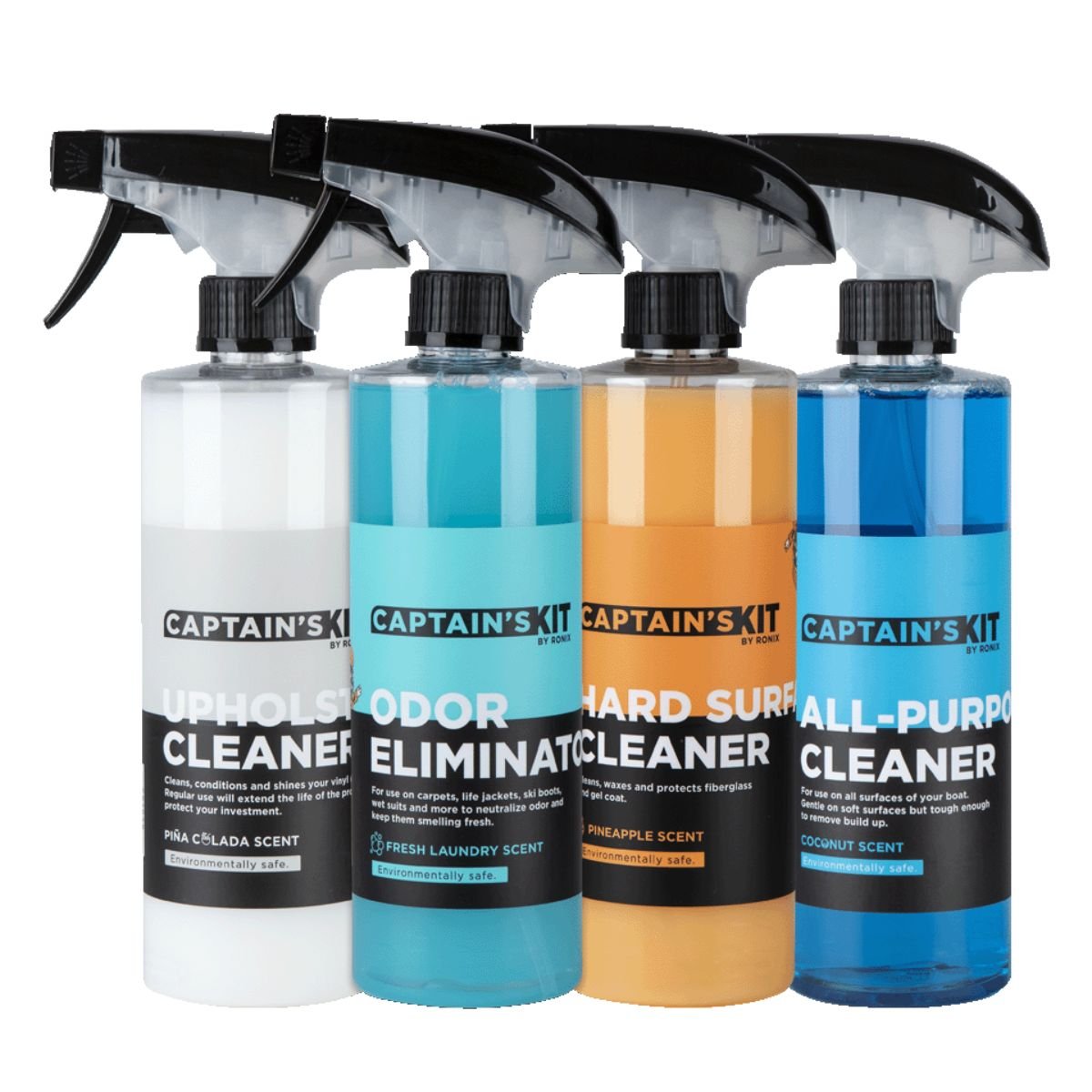 Ronix Captain's Kit 4pack - 16oz Cleaners (Upholstery, Hard Surface, Odor Elim, All Purpose) - BoardCo