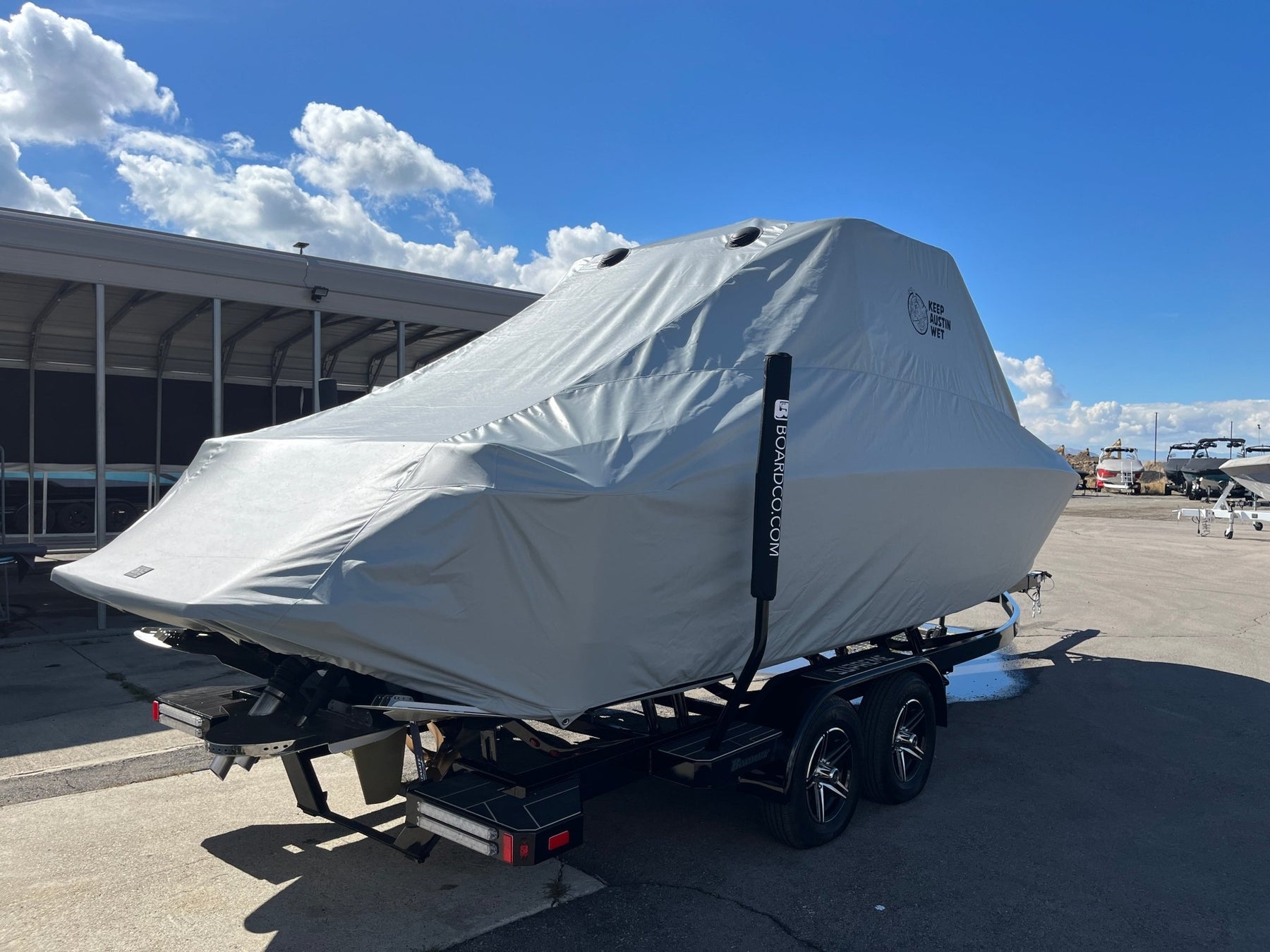 Supreme S240 With Battle Tower and FCT Bimini, Double Up Storage Cover - BoardCo