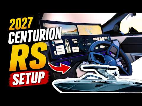 2027 Centurion RS245 surf boat throwing a large wakesurf wave