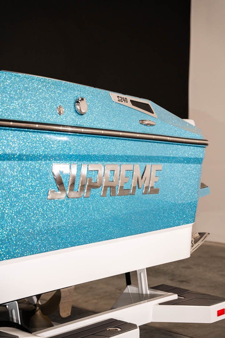 2023 Supreme S240 - Sky Blue Metal Flake / White - BoardCo