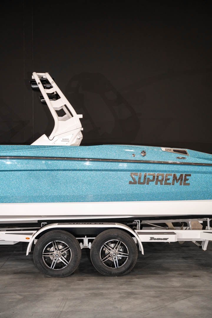 2023 Supreme S240 - Sky Blue Metal Flake / White - BoardCo