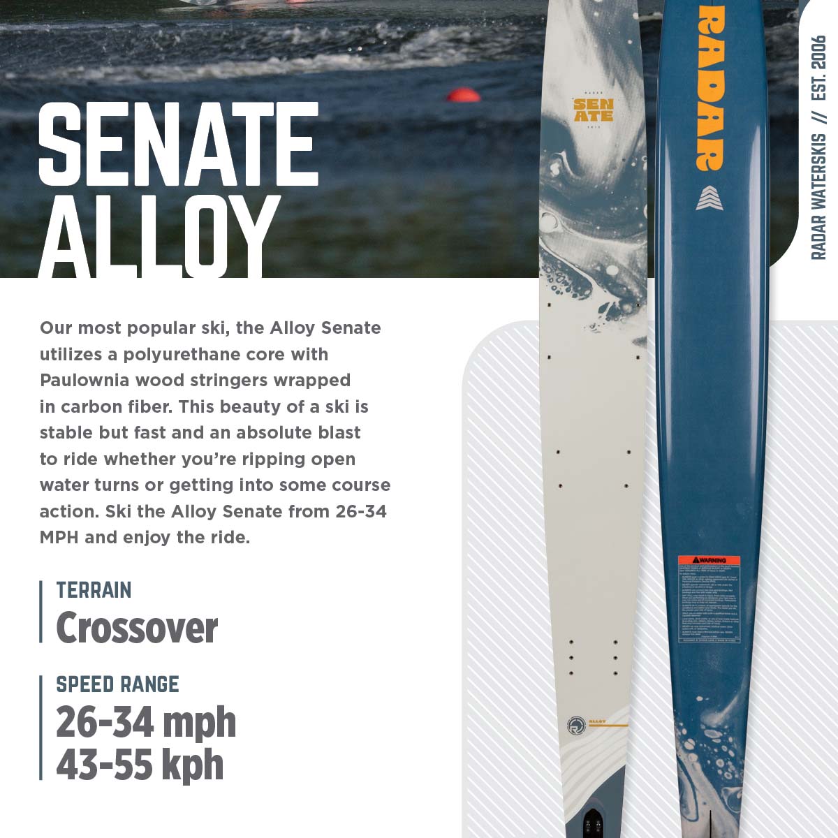 Radar Alloy Senate w/ Double Carbitex Vector BOA Water Ski Package 2025