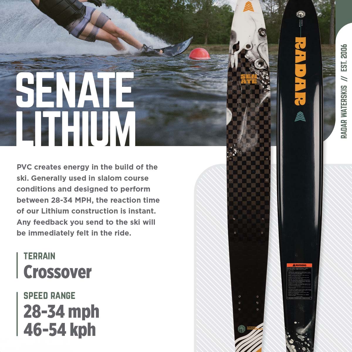 Radar Lithium Senate w/ Carbitex Vector BOA Dbl Boot Water Ski Package 2025